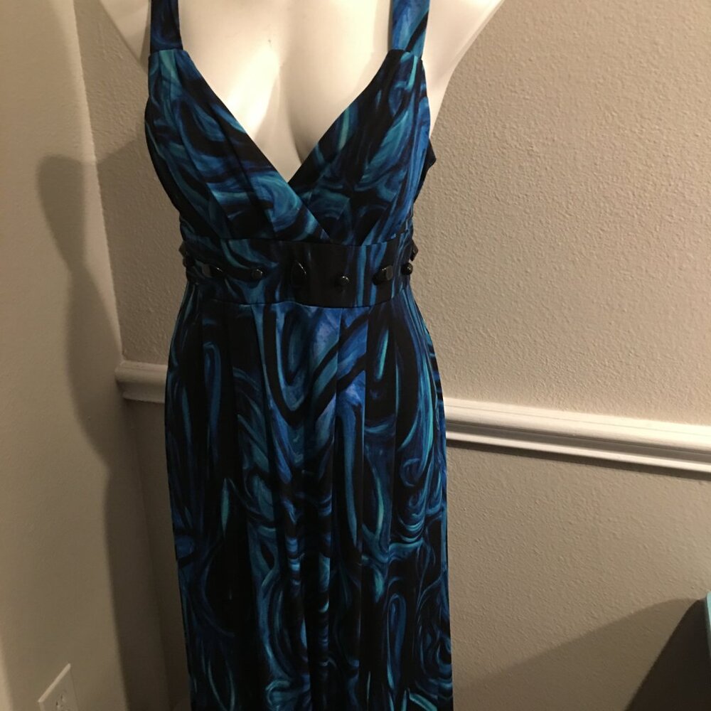 Bisou Bisou Sleeveless Blue  Maxi  Dress  So Sexy  Large up to 40 bust B1 - Picture 5 of 6